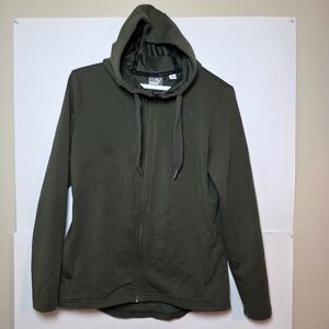 Puma Olive Green Logo Hoodie Women Size S